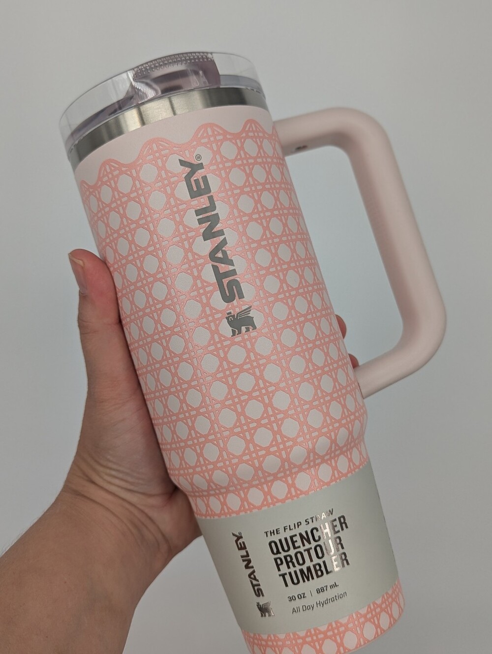 new Stanley cup rose quartz Rattan Quencher ProTour Flip Straw Tumbler 30 oz